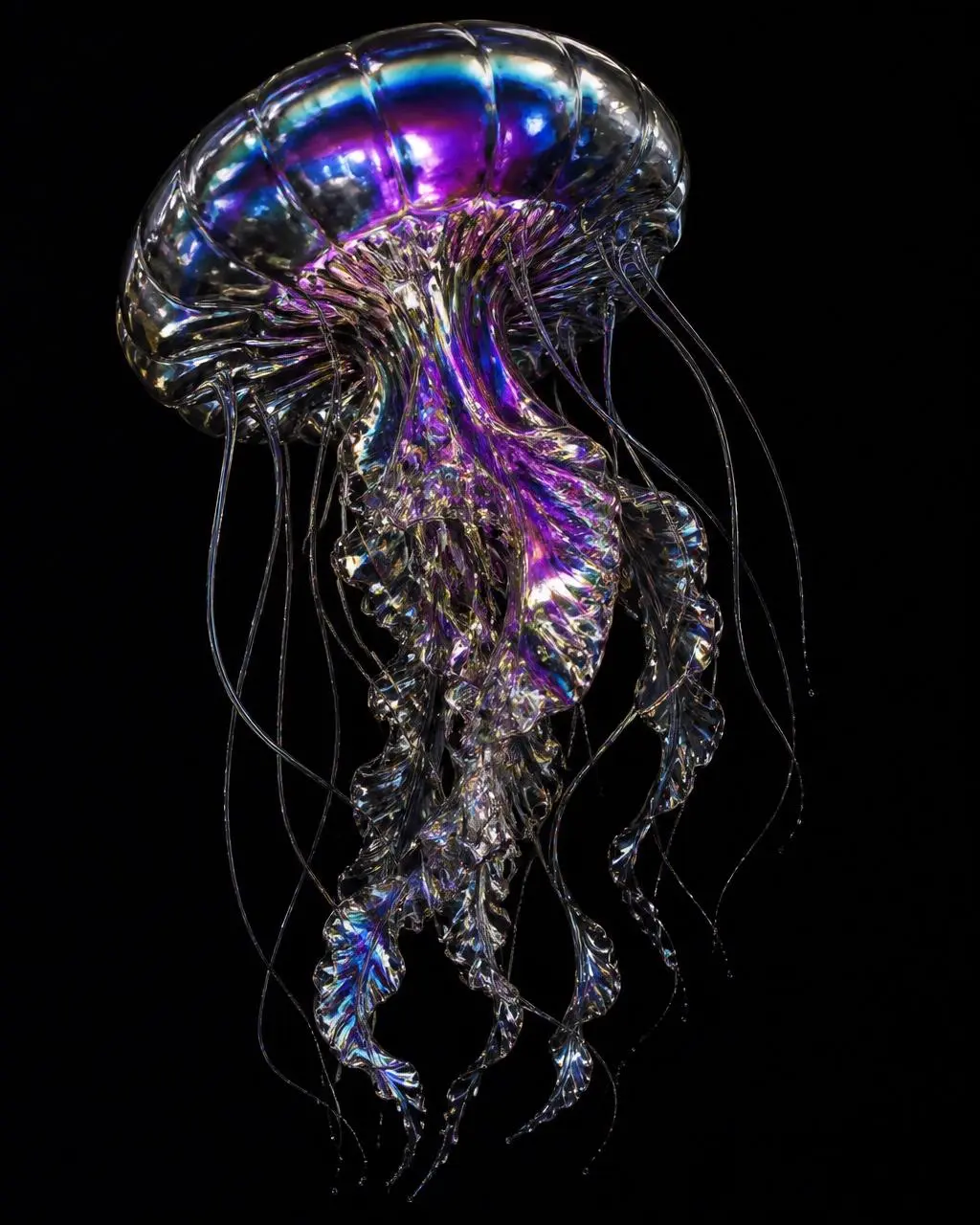 Iridescent chrome jellyfish — generated with Novora Lumen